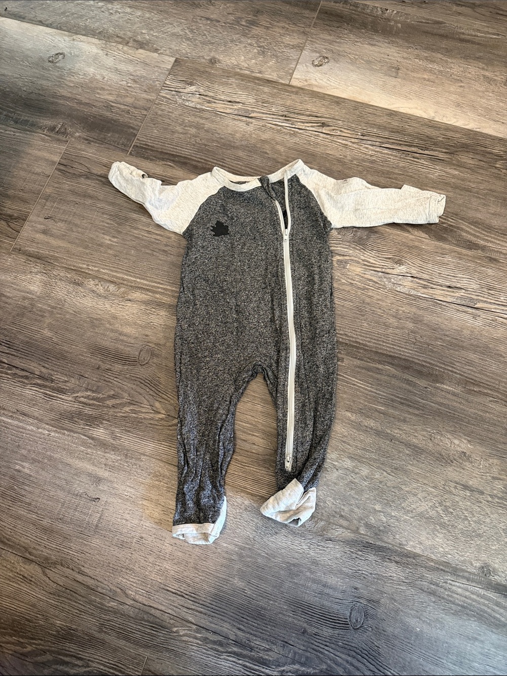 Juddlies Grey and Cream Footed Baby One-Piece Romper‎ with Zip